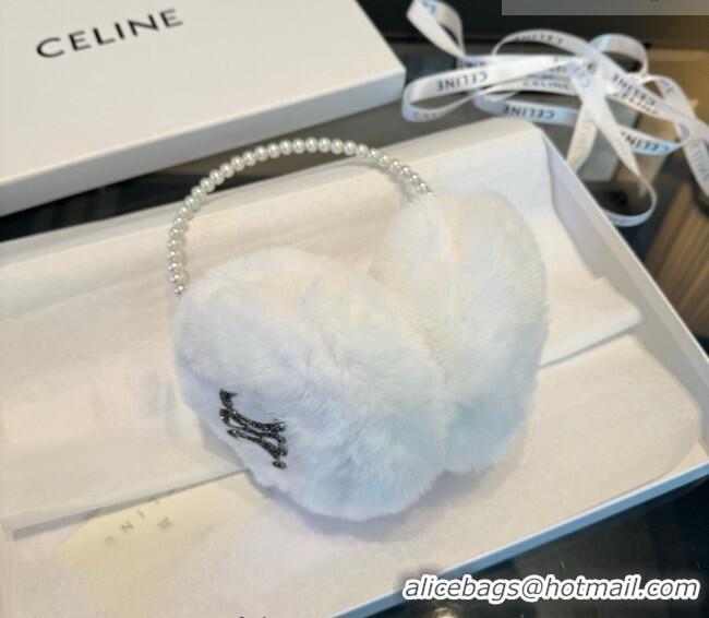 Top Grade Celine Earmuff with Pearls and Glitter CE010501 White 2026