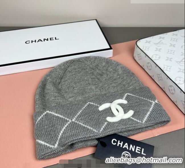 Good Quality Chanel Quilted Knit Hat CH010511 Grey 2026