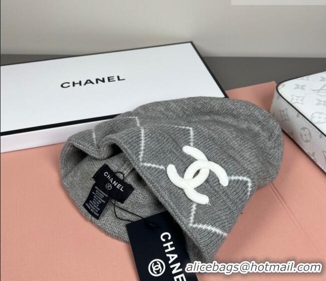 Good Quality Chanel Quilted Knit Hat CH010511 Grey 2026