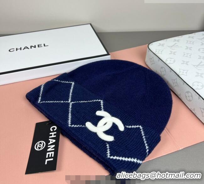 Famous Brand Chanel Quilted Knit Hat CH010511 Dark Blue 2026