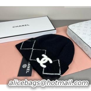 Luxury Discount Chanel Quilted Knit Hat CH010511 Black 2026