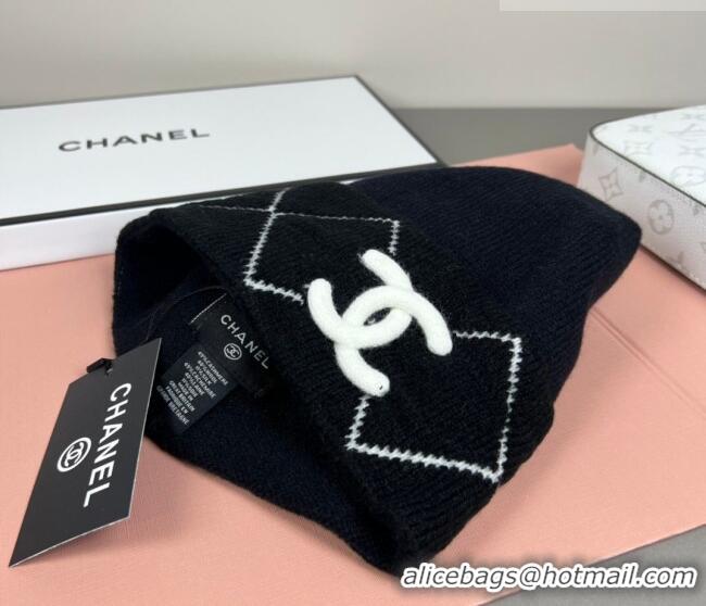 Luxury Discount Chanel Quilted Knit Hat CH010511 Black 2026