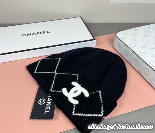 Luxury Discount Chanel Quilted Knit Hat CH010511 Black 2026