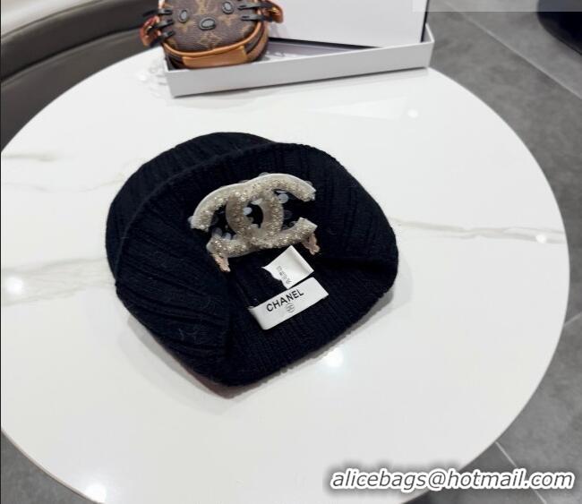 Luxury Discount Chanel Knit Hat with Beads CC CH010513 Black 2026