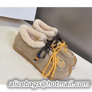 Best Luxury Loewe High top Sneakers in Suede and Wool Beige 2026 LW103001 1030039