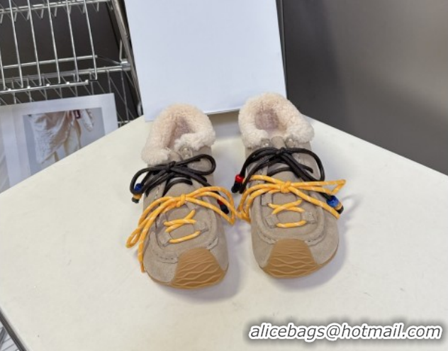 Best Luxury Loewe High top Sneakers in Suede and Wool Beige 2026 LW103001 1030039