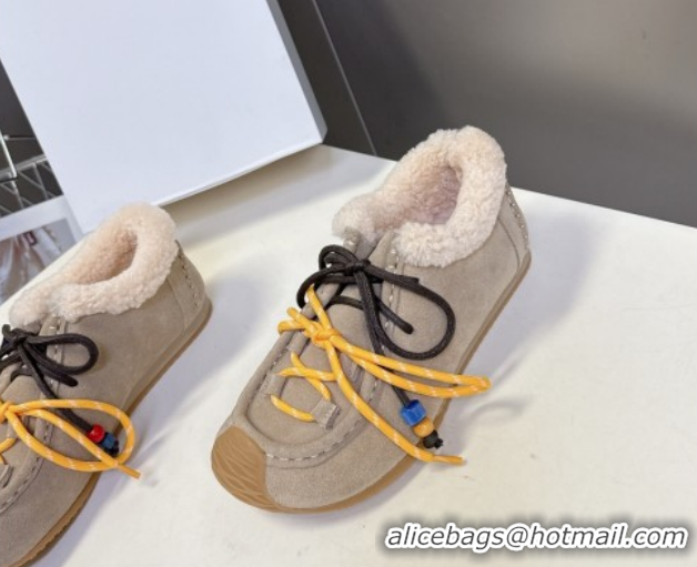 Best Luxury Loewe High top Sneakers in Suede and Wool Beige 2026 LW103001 1030039