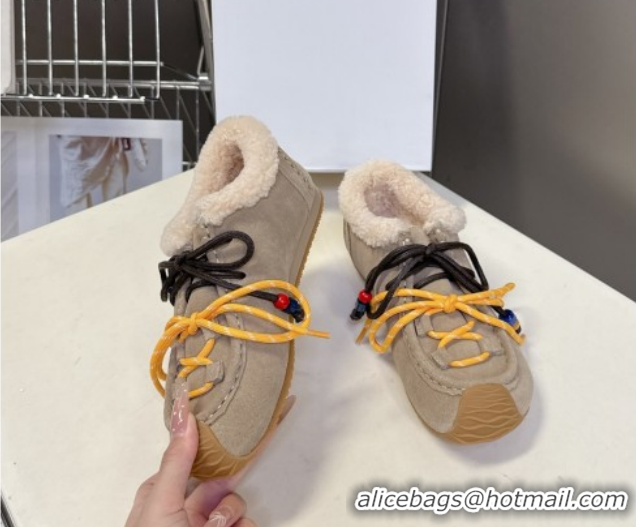 Best Luxury Loewe High top Sneakers in Suede and Wool Beige 2026 LW103001 1030039