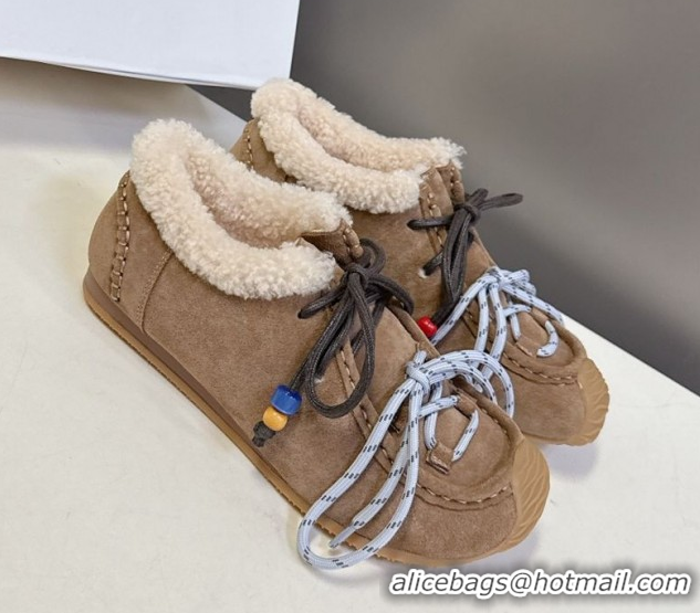 Best Grade Loewe High top Sneakers in Suede and Wool Light Brown 2026 LW103001 1030040