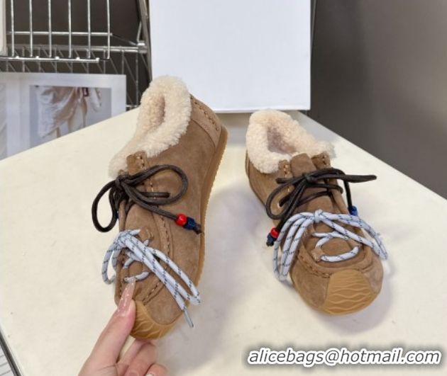 Best Grade Loewe High top Sneakers in Suede and Wool Light Brown 2026 LW103001 1030040