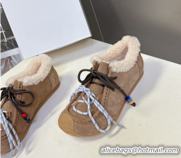 Best Grade Loewe High top Sneakers in Suede and Wool Light Brown 2026 LW103001 1030040