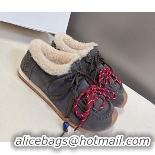 Good Quality Loewe High top Sneakers in Suede and Wool Grey 2026 LW103001 1030041