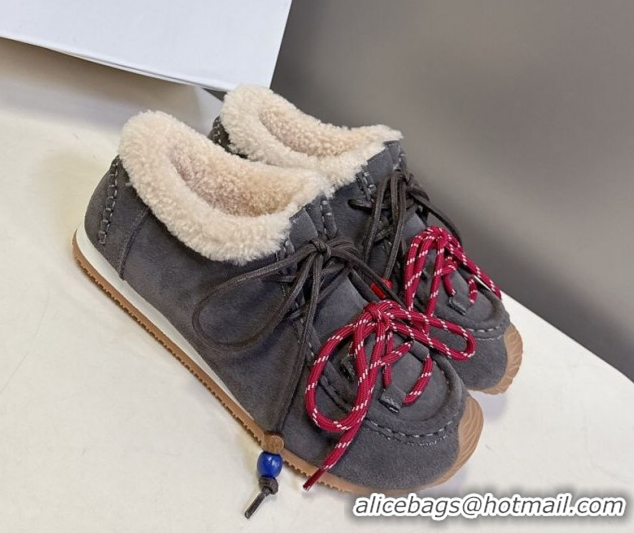 Good Quality Loewe High top Sneakers in Suede and Wool Grey 2026 LW103001 1030041