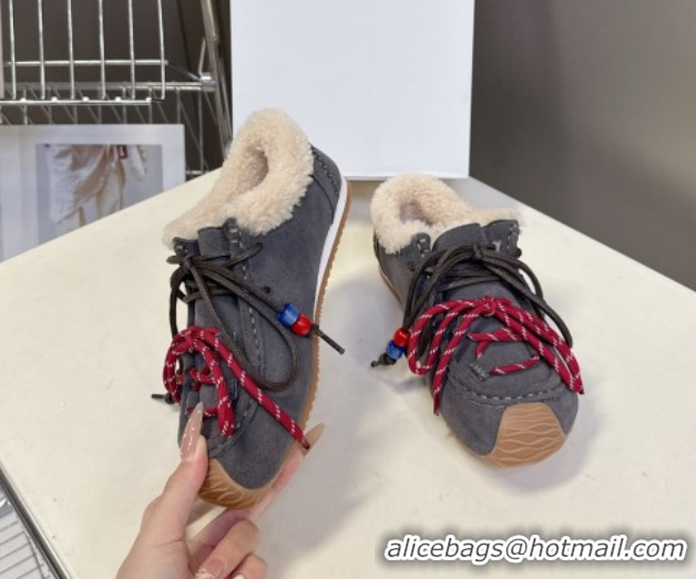 Good Quality Loewe High top Sneakers in Suede and Wool Grey 2026 LW103001 1030041