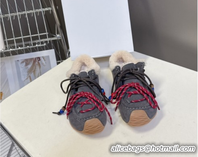 Good Quality Loewe High top Sneakers in Suede and Wool Grey 2026 LW103001 1030041