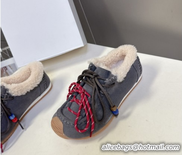 Good Quality Loewe High top Sneakers in Suede and Wool Grey 2026 LW103001 1030041