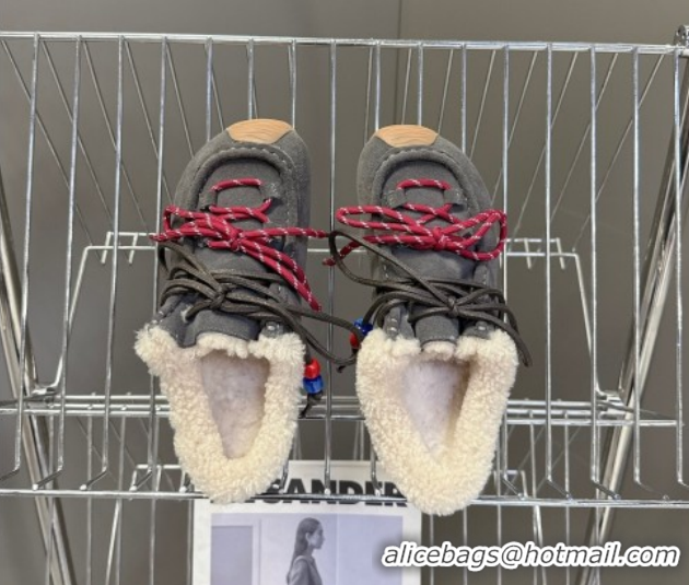 Good Quality Loewe High top Sneakers in Suede and Wool Grey 2026 LW103001 1030041