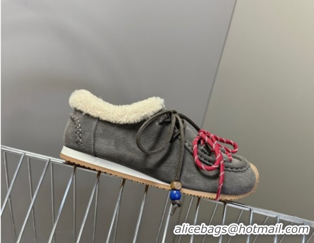 Good Quality Loewe High top Sneakers in Suede and Wool Grey 2026 LW103001 1030041