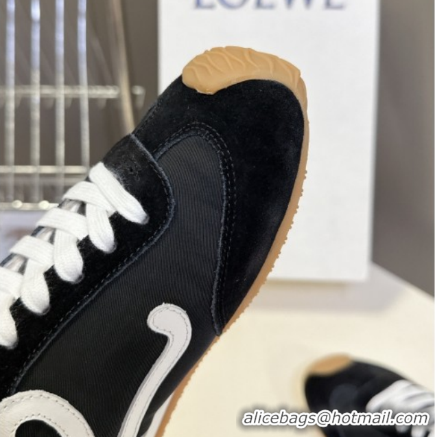 Affordable Price Loewe Ballet Runner 2.0 Sneakers in Suede, Nylon and Shearling Wool Black/White 2026 LW103002 1030042