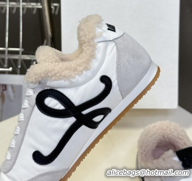 Good Product Loewe Ballet Runner 2.0 Sneakers in Suede, Nylon and Shearling Wool 2026 LW103002 White/Grey