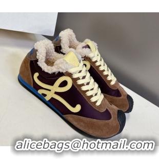 Best Price Loewe Ballet Runner 2.0 Sneakers in Suede, Nylon and Shearling Wool 2026 LW103002 Dark/Brown