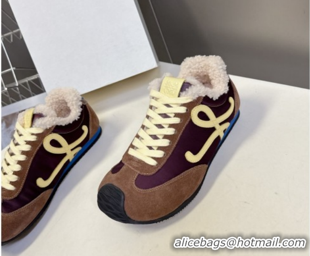 Best Price Loewe Ballet Runner 2.0 Sneakers in Suede, Nylon and Shearling Wool 2026 LW103002 Dark/Brown