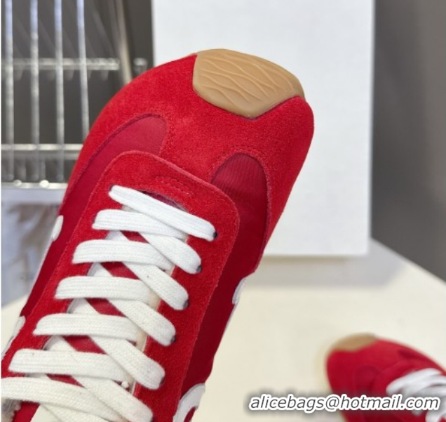 Super Quality Loewe Ballet Runner 2.0 Sneakers in Suede, Nylon and Shearling Wool 2026 LW103002 Red