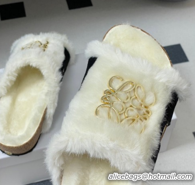 Best Price Loewe Flat Slides Sandal in Suede and Wool 2026 LW103003 Black