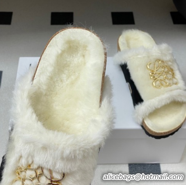 Best Price Loewe Flat Slides Sandal in Suede and Wool 2026 LW103003 Black