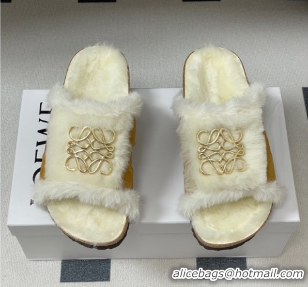 Buy Duplicate Loewe Flat Slides Sandal in Suede and Wool 2026 LW103003 Brown