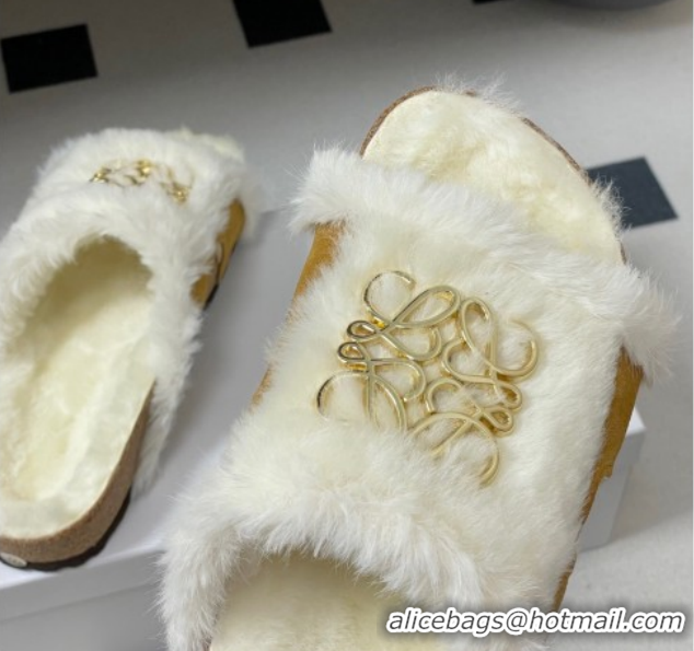 Buy Duplicate Loewe Flat Slides Sandal in Suede and Wool 2026 LW103003 Brown