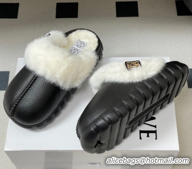 Low Price Loewe Wool Platform Mules 2026 LW103004 Black