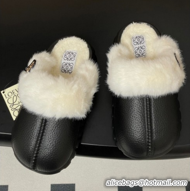 Low Price Loewe Wool Platform Mules 2026 LW103004 Black