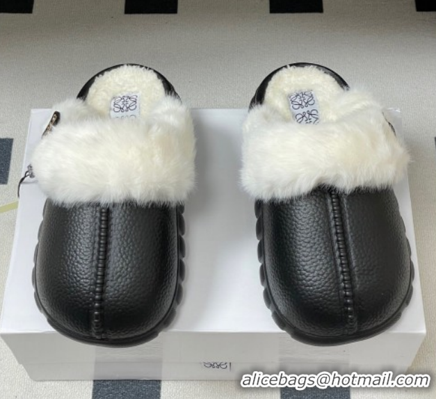 Low Price Loewe Wool Platform Mules 2026 LW103004 Black