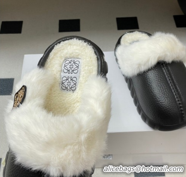 Low Price Loewe Wool Platform Mules 2026 LW103004 Black