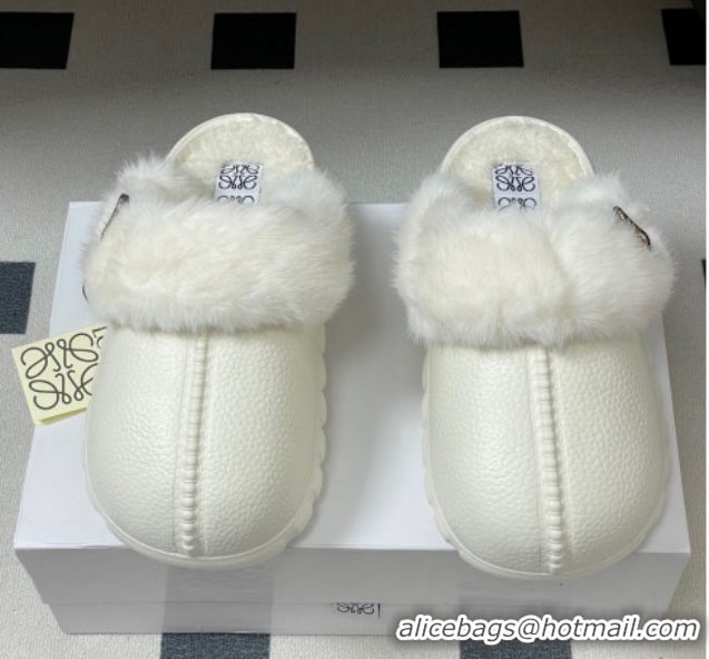 Grade Loewe Wool Platform Mules 2026 LW103004 White