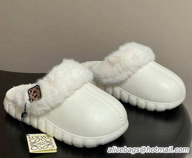 Grade Loewe Wool Platform Mules 2026 LW103004 White