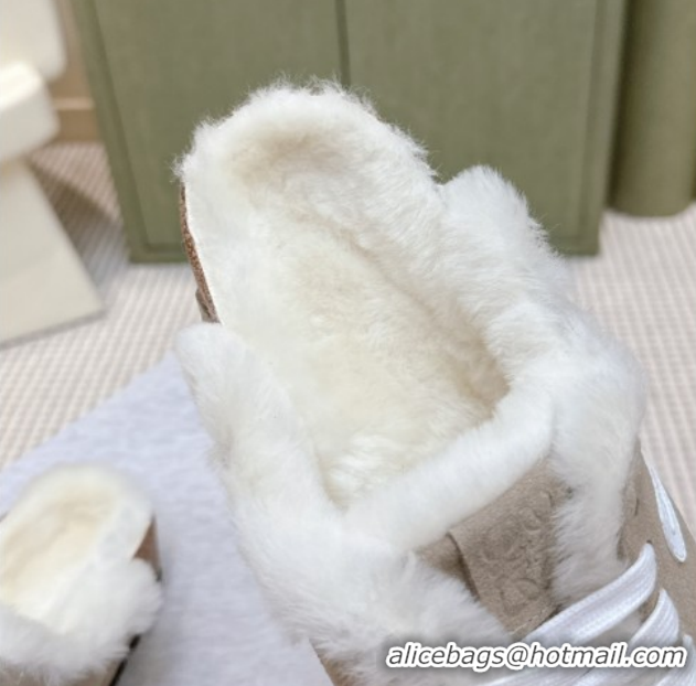 Reasonable Price Loewe x Birkenstock Laced-up Mules in Suede and Wool 2026 LW103005 Grey