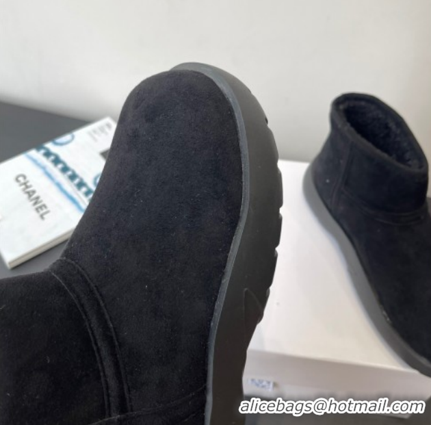 Buy Duplicate Loewe Flat Snow Boots in Suede and Shearling Wool 2026 LW103006 Black