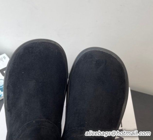 Buy Duplicate Loewe Flat Snow Boots in Suede and Shearling Wool 2026 LW103006 Black