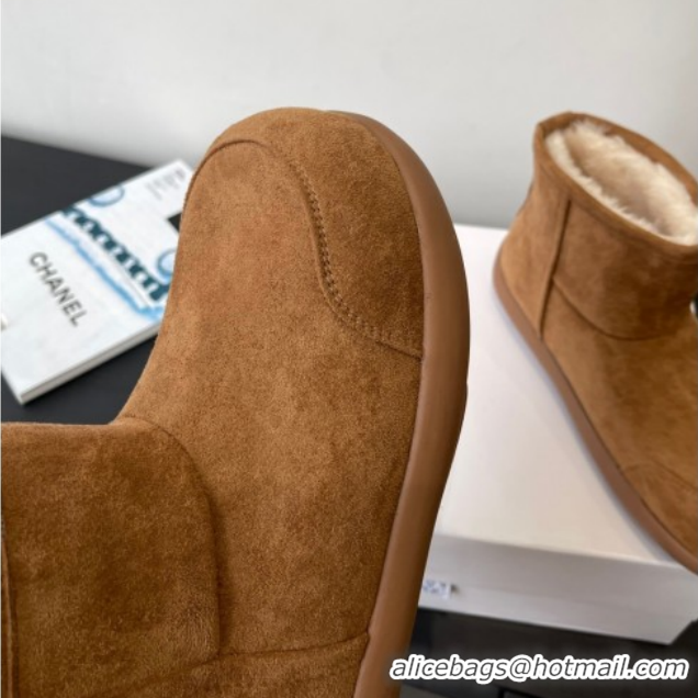 Sophisticated Loewe Flat Snow Boots in Suede and Shearling Wool 2026 LW103006 Brown