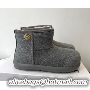 Grade Quality Loewe Flat Snow Boots in Suede and Shearling Wool 2026 LW103006 Grey