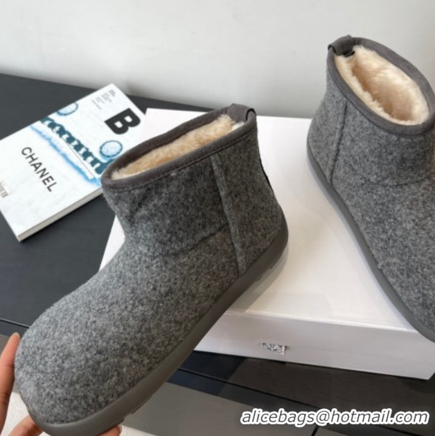 Grade Quality Loewe Flat Snow Boots in Suede and Shearling Wool 2026 LW103006 Grey