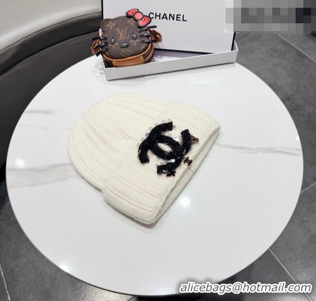 Spot Bulk Chanel Knit Hat with Beads CC CH010513 White 2026