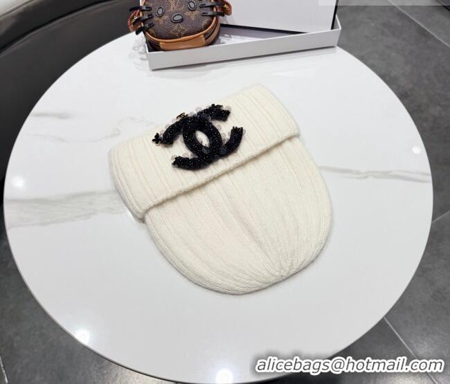 Spot Bulk Chanel Knit Hat with Beads CC CH010513 White 2026