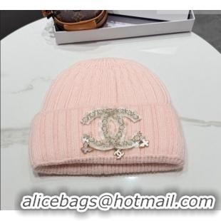 Luxury Imitation Chanel Knit Hat with Beads CC CH010513 Pink 2026
