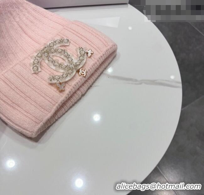 Luxury Imitation Chanel Knit Hat with Beads CC CH010513 Pink 2026