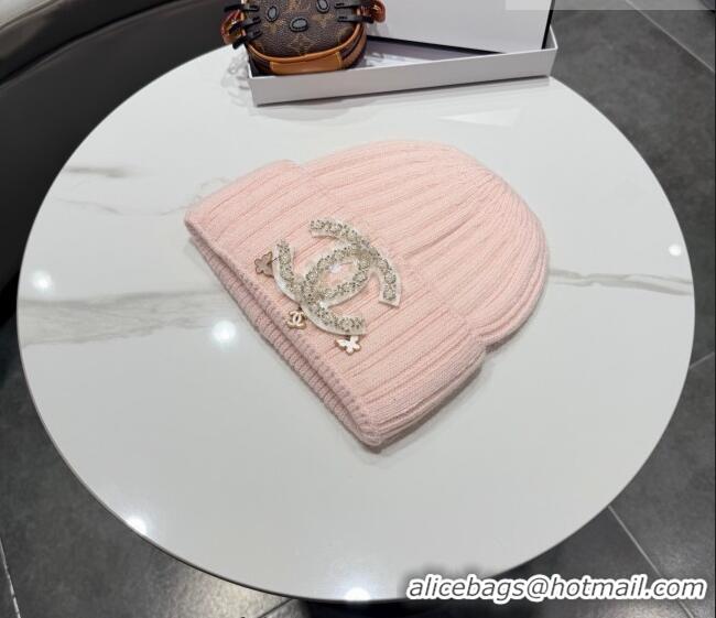 Luxury Imitation Chanel Knit Hat with Beads CC CH010513 Pink 2026