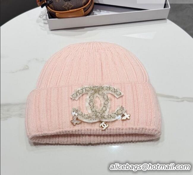 Luxury Imitation Chanel Knit Hat with Beads CC CH010513 Pink 2026