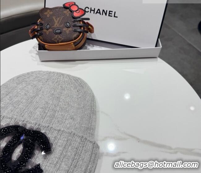 Spot Classic Chanel Knit Hat with Beads CC CH010513 Grey 2026